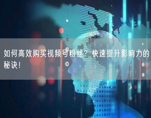 如何高效购买视频号粉丝？快速提升影响力的秘诀！