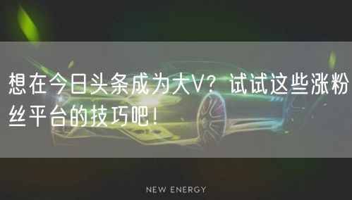 想在今日头条成为大V？试试这些涨粉丝平台的技巧吧！