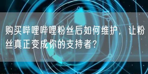 购买哔哩哔哩粉丝后如何维护，让粉丝真正变成你的支持者？