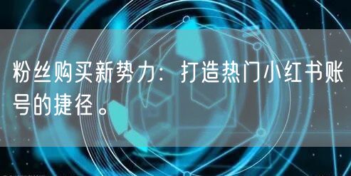 粉丝购买新势力：打造热门小红书账号的捷径。