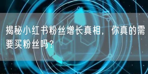 揭秘小红书粉丝增长真相，你真的需要买粉丝吗？