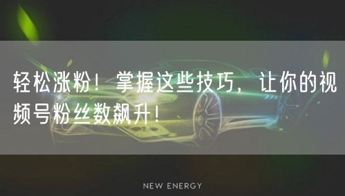 轻松涨粉！掌握这些技巧，让你的视频号粉丝数飙升！