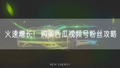 火速增长！购买西瓜视频号粉丝攻略
